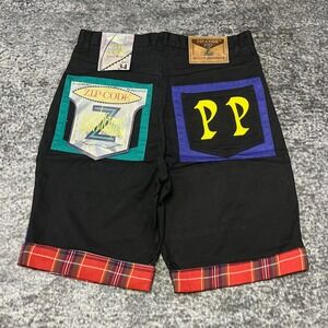 NWT Vintage 90s Zip Code Jorts Mens 34 Black Baggy Hip-Hop Skater Denim Shorts